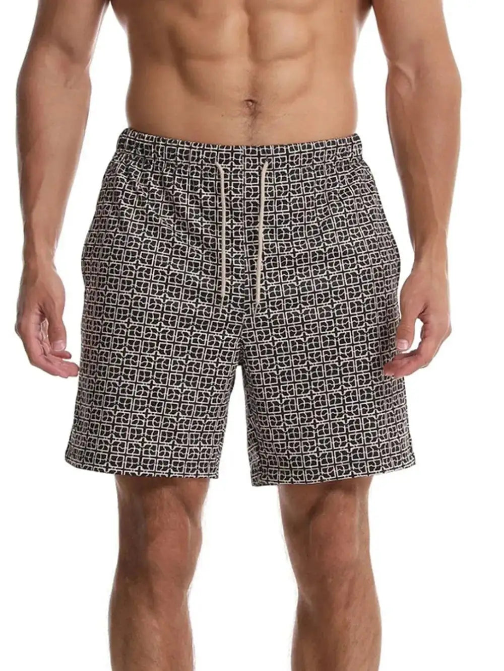Men's Drawstring Printed Shorts with Pockets - Trendsi