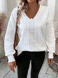 V-Neck Long Sleeve Sweatshirt - Trendsi