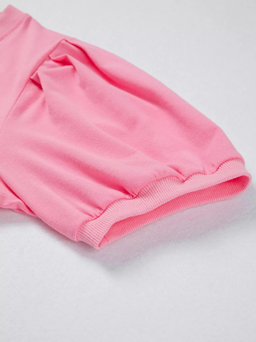 Solid Color V Neck Short Puff Sleeve Blouse - Trendsi - Flyclothing LLC