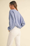Mable Round Neck Letter Embroidery Crop Sweatshirt - Trendsi - Flyclothing LLC