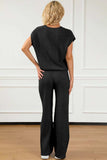 Pocketed V-Neck Top and Wide Leg Sweater Set - Trendsi - Flyclothing LLC