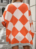 Checkered Dropped Shoulder Long Sleeve Cardigan - Trendsi - Flyclothing LLC