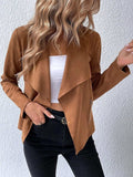 Collared Neck Long Sleeve Jacket - Trendsi - Flyclothing LLC