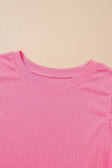 Ruffle Trim Round Neck Top and Drawstring Skirt Set - Trendsi - Flyclothing LLC