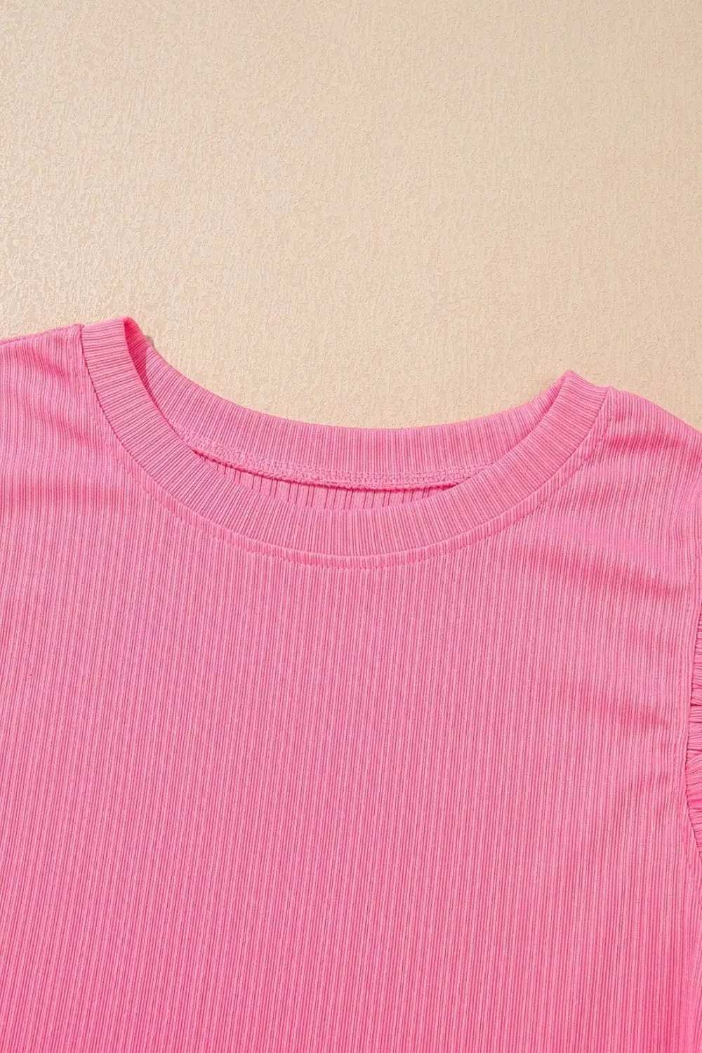 Ruffle Trim Round Neck Top and Drawstring Skirt Set - Trendsi - Flyclothing LLC