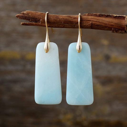 Natural Stone Geometric Shape Earrings - Trendsi