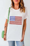 US Flag Round Neck Short Sleeve T-Shirt - Trendsi - Flyclothing LLC