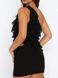 Layered Ruffled One Shoulder Tank - Trendsi - Flyclothing LLC