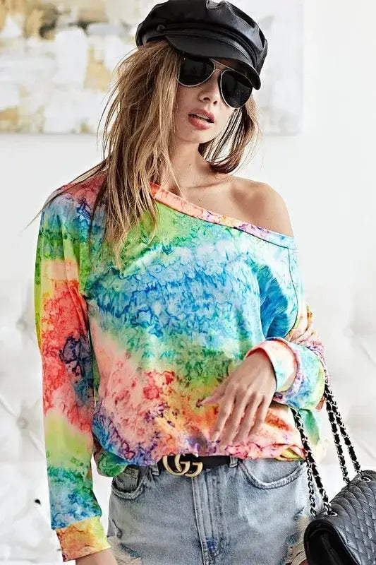 BiBi Tie Dye Soft Knit Jersey T-Shirt - Trendsi - Flyclothing LLC