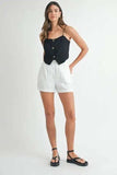 MABLE Linen Mix Button Down Tank Top - Trendsi - Flyclothing LLC