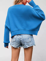 Round Neck Dropped Shoulder Sweater - Trendsi - Flyclothing LLC