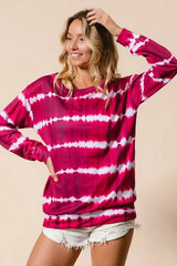 BiBi Tie Dye Print Terry Sweatshirt - Trendsi - Flyclothing LLC