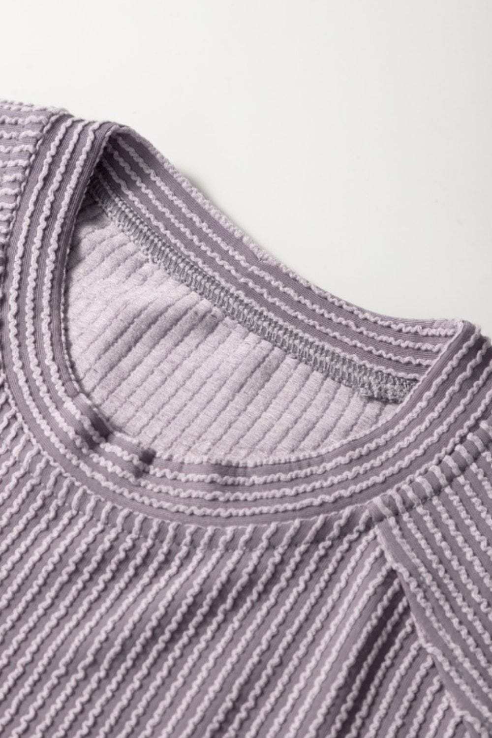 Corded Knit Short Sleeve T-Shirt and Wide Leg Pants Set - Trendsi - Flyclothing LLC