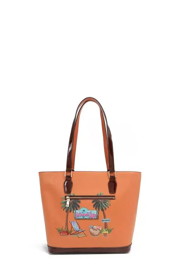 Nicole Lee USA Tropical Beach House Print Shopper Bag - Trendsi - Flyclothing LLC