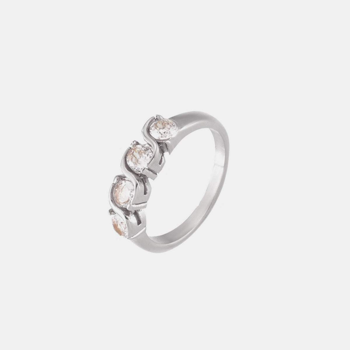 Stainless Steel Inlaid Zircon Ring - Trendsi - Flyclothing LLC