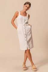 SO ME Button Down Pocket Front Pinafore Dress - Trendsi - Flyclothing LLC