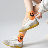 Cute Ghost Mid-Calf Halloween Socks With Pumpkin Print For Women