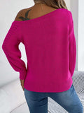 Openwork One Shoulder Cutout Long Sleeve Sweater - Trendsi - Flyclothing LLC