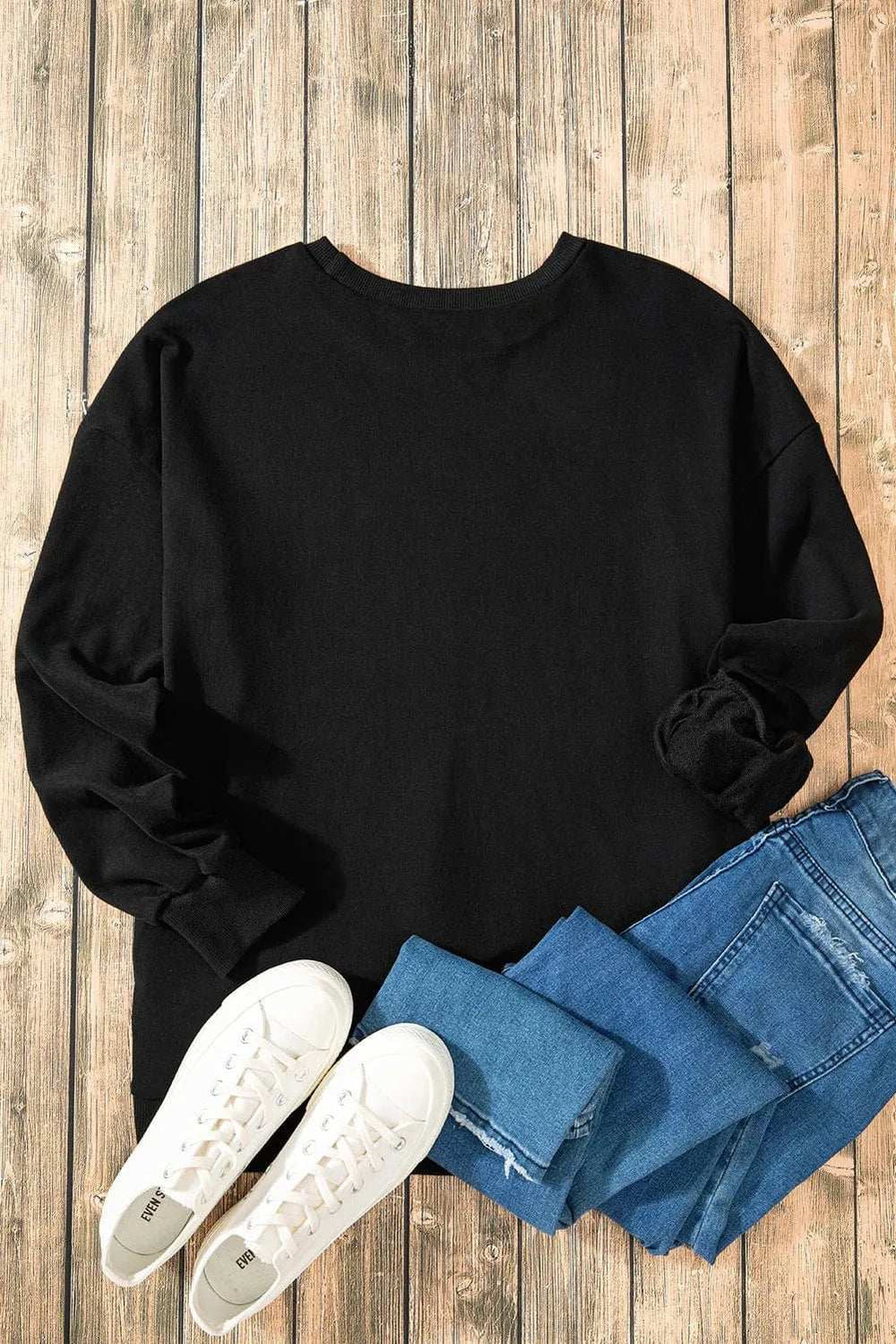 High-Low Round Neck Long Sleeve Sweatshirt - Trendsi - Flyclothing LLC