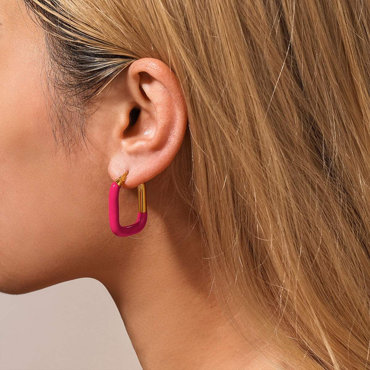 Stainless Steel Drip Oil Contrast Earring - Trendsi - Flyclothing LLC