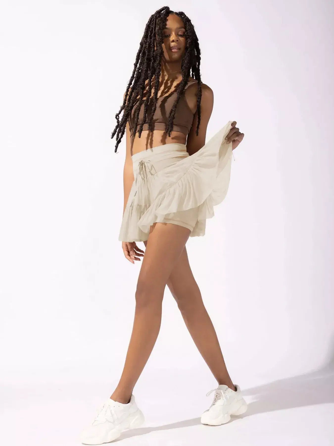 Tiered Skort with Drawstring - Trendsi - Flyclothing LLC