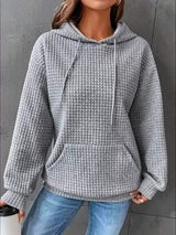 Full Size Textured Kangaroo Pocket Hoodie Plus Size - Trendsi - Flyclothing LLC