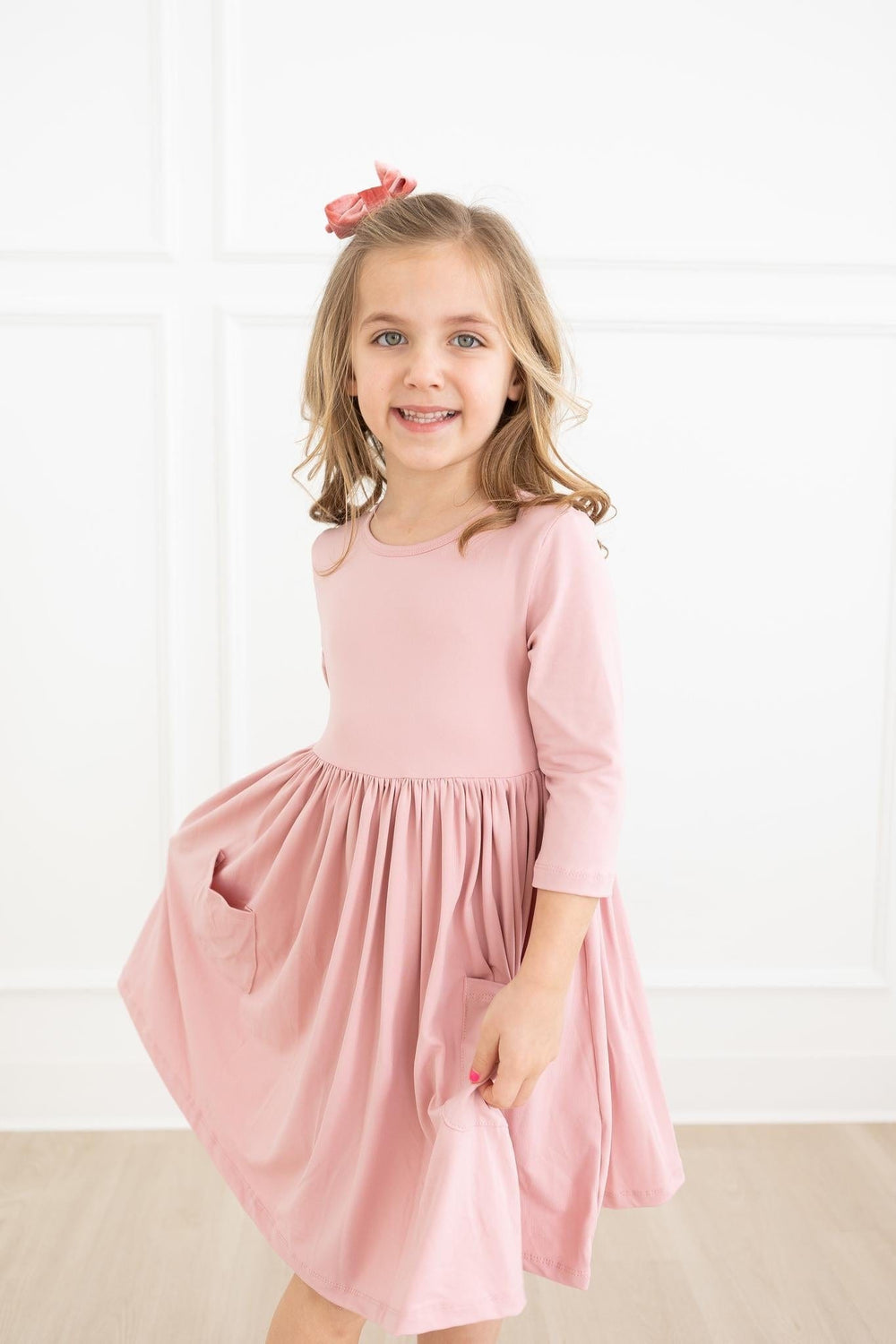 Vintage Pink 3/4 Sleeve Pocket Twirl Dress - Mila & Rose ®