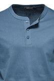 Men's Full Size Quarter Button Round Neck Long Sleeve T-Shirt Plus Size - Trendsi