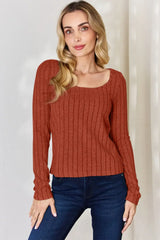 Basic Bae Full Size Ribbed Long Sleeve T-Shirt - ShopBasicbae - Flyclothing LLC