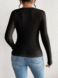 Honey Ribbed Long Sleeve T-Shirt - Trendsi - Flyclothing LLC