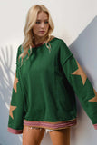 Double Take Star Patched Long Sleeve Sweatshirt - Trendsi - Flyclothing LLC