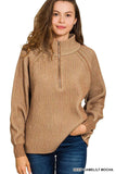 Zenana Ribbed Two Tone Half Zip Sweater - Trendsi - Flyclothing LLC