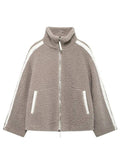 Zip Up Turtleneck Long Sleeve Plush Jacket - Trendsi - Flyclothing LLC