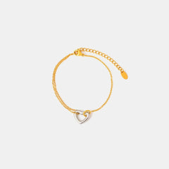 18K Gold-Plated Heart Bracelet - Trendsi