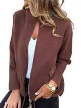 Full Size Textured Knit Zip Up Outerwear Plus Size - Trendsi - Flyclothing LLC