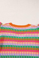 Contrast Striped V-Neck Knit Top - Trendsi - Flyclothing LLC