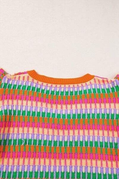 Contrast Striped V-Neck Knit Top - Trendsi - Flyclothing LLC