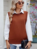Buttoned Round Neck Sweater Vest - Trendsi - Flyclothing LLC