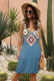 Geometric V-Neck Spaghetti Strap Cover Up Dress - Trendsi - Flyclothing LLC
