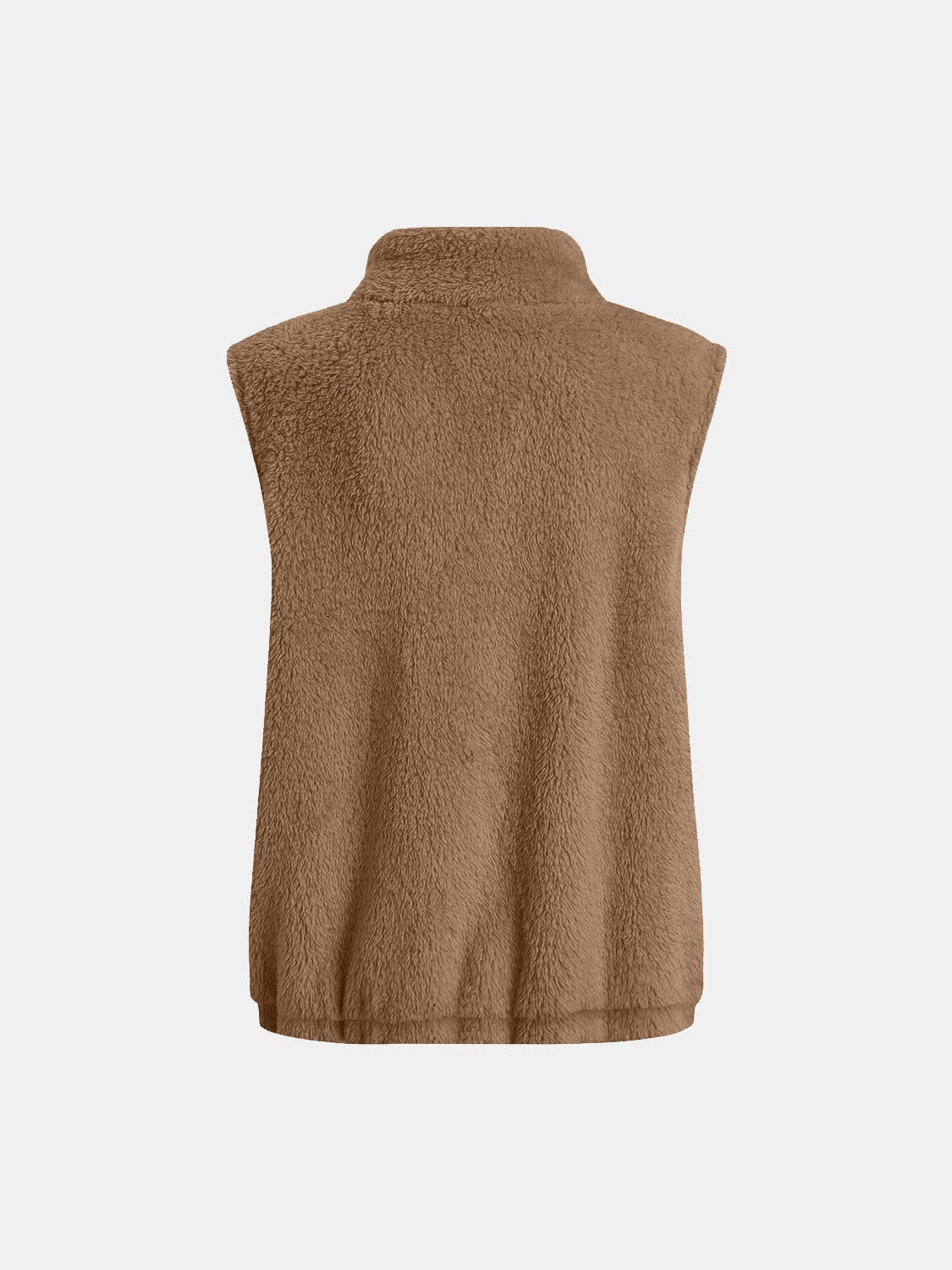 Full Size Fuzzy Zip Up Vest Coat with Pockets - Trendsi