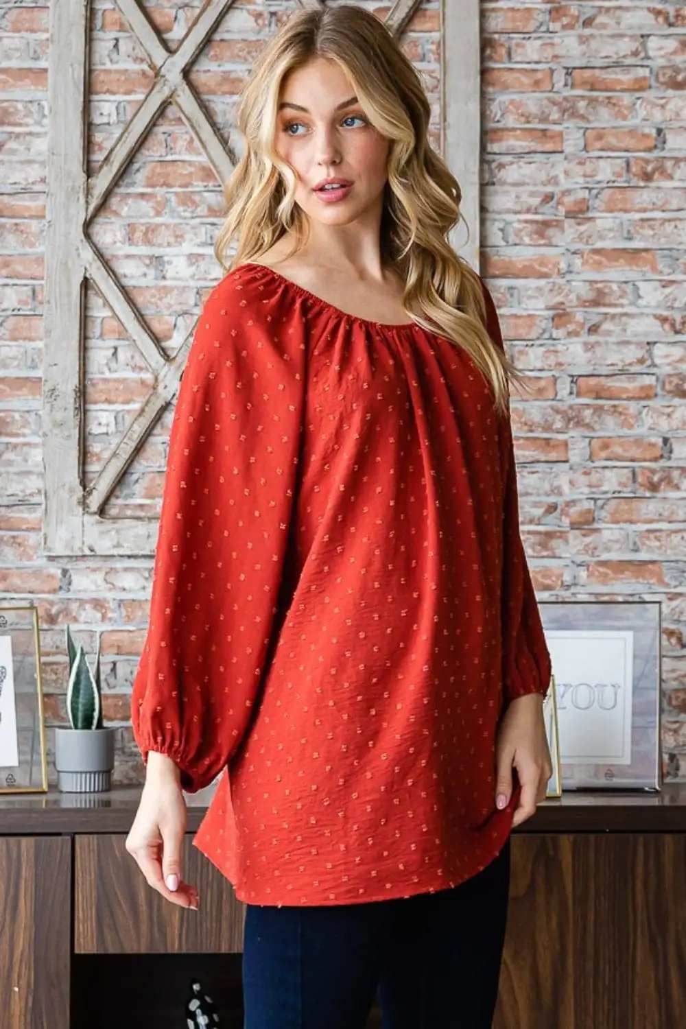 Heimish Full Size Swiss Dot Off Shoulder Top - Trendsi - Flyclothing LLC