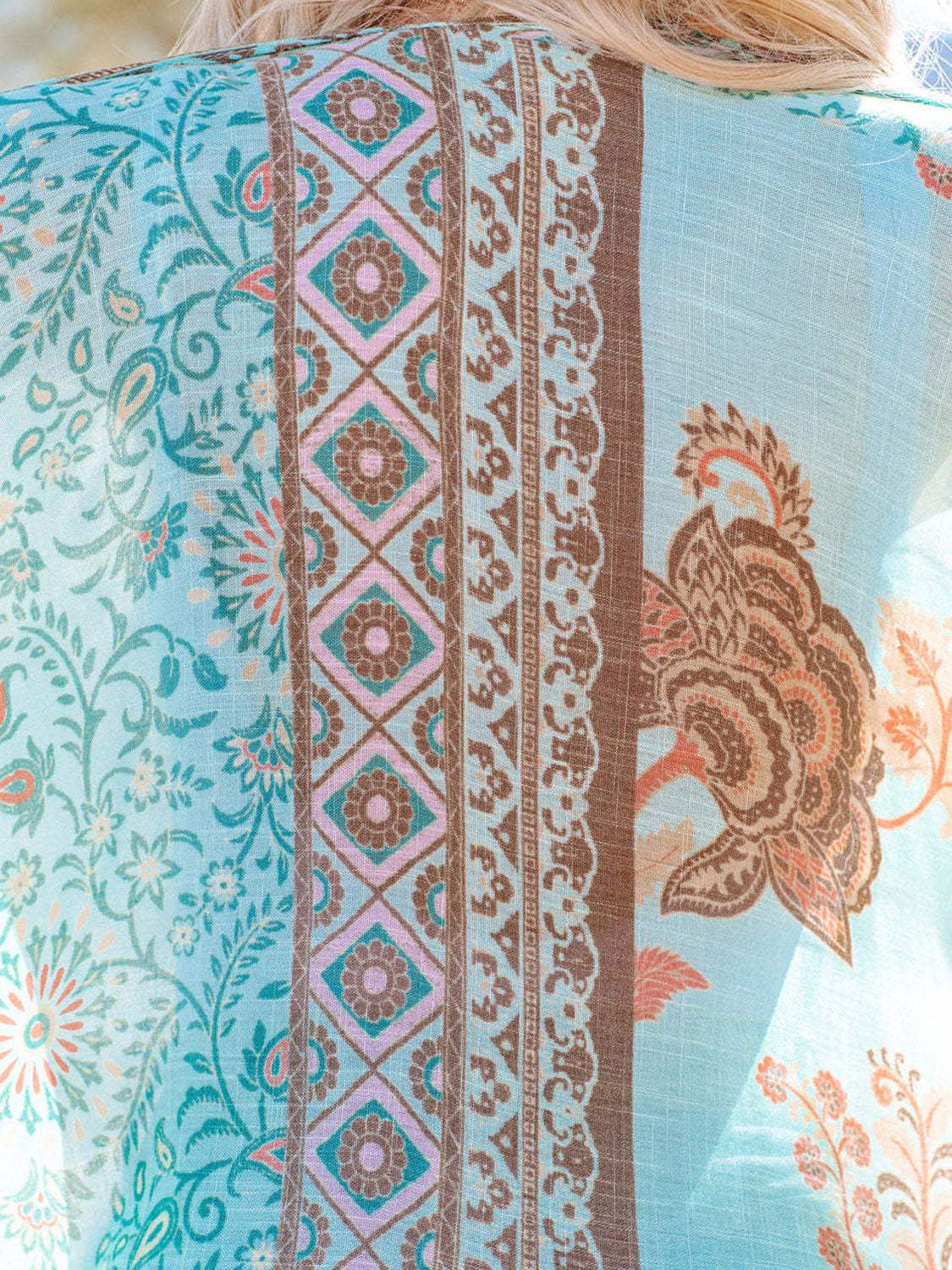 Printed Open Front Cover-Up - Trendsi - Flyclothing LLC