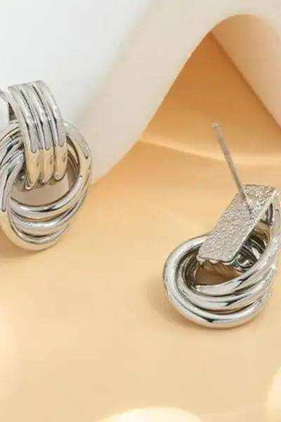 Gold-Plated Knotted Stud Earrings - Trendsi - Flyclothing LLC