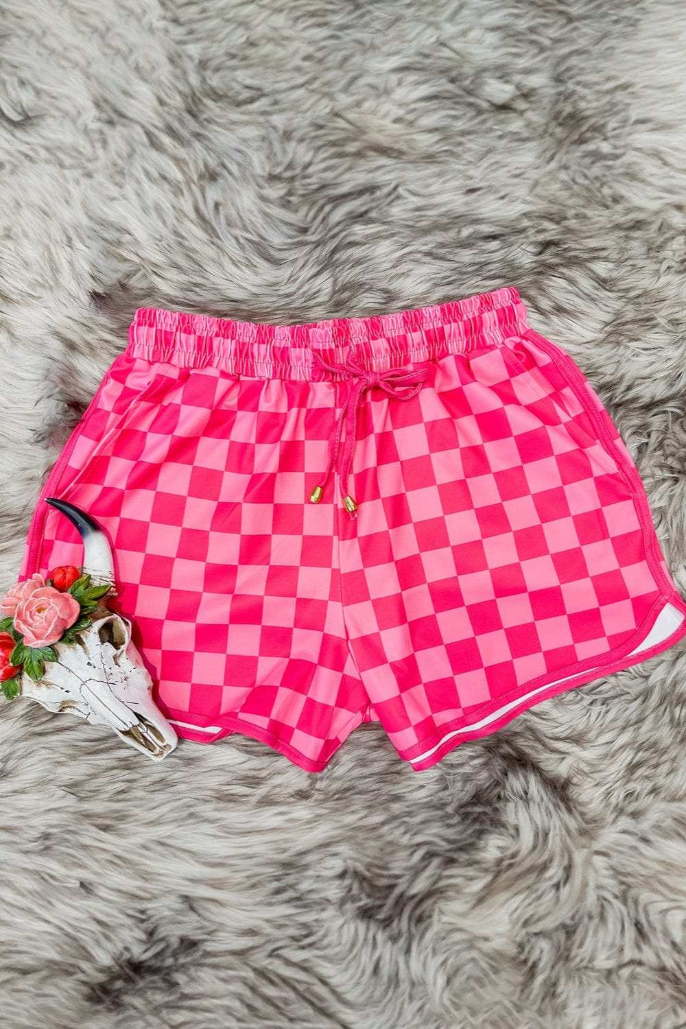 Drawstring Checkered Shorts with Pockets - Trendsi - Flyclothing LLC