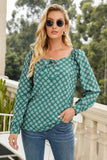 Floral Tied Printed Long Sleeve Blouse - Trendsi