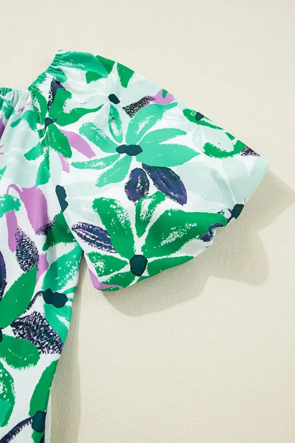 Floral Print Shirred Square Neck Loose Fit Mini Dress - Trendsi - Flyclothing LLC
