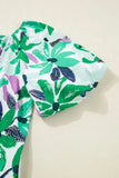 Floral Print Shirred Square Neck Loose Fit Mini Dress - Trendsi - Flyclothing LLC