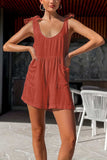 Full Size Scoop Neck Tie Shoulder Romper - Trendsi - Flyclothing LLC