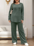 Round Neck Long Sleeve Top and Pants Set - Trendsi - Flyclothing LLC