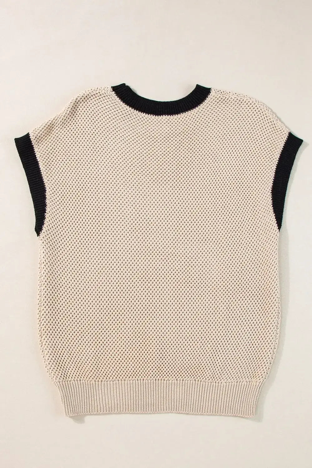 Textured Knit Sweater with Contrast Trim Details - Trendsi - Flyclothing LLC